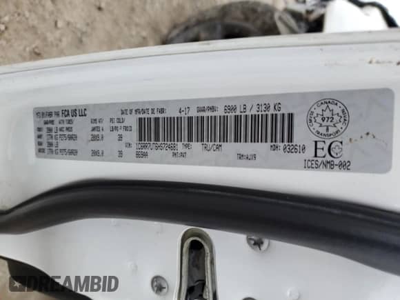 2017 Ram 1500 Sport with VIN 1C6RR7UT6HS724681, listed as a Copart auction lot 83826655 with 91,404 mi miles and Clean title. Bid and sale history available at DreamBid. Image 13.