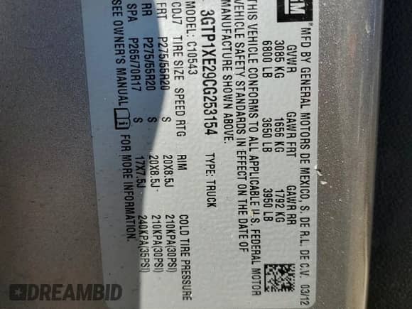 2012 GMC Sierra 1500 Denali with VIN 3GTP1XE29CG253154, listed as a Copart auction lot 88007415 with 217,304 mi miles and Salvage title. Bid and sale history available at DreamBid. Image 13.