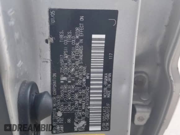 2005 Toyota Highlander с VIN JTEEP21A150099242, выставлен на аукционе Copart как лот 89515165 с пробегом 153 743 миль миль и Чистый • Clean title. История ставок и продаж доступна на DreamBid. Изображение 10.