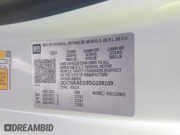 2025 Chevrolet Silverado 1500 Work Truck с VIN 3GCNAAED9SG209109, выставлен на аукционе IAAI как лот 42877766 с пробегом 328 миль миль и . История ставок и продаж доступна на DreamBid. Изображение 9.