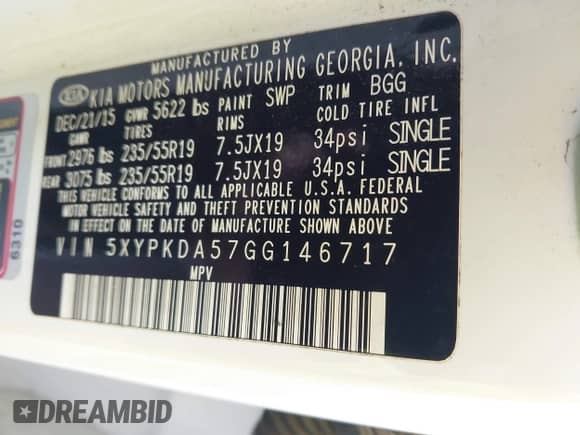 2016 Kia Sorento SXL z VIN 5XYPKDA57GG146717, wystawiony jako IAAI lot #43018518 z przebiegiem 180 078 mil mil oraz . Historia ofert i sprzedaży dostępna na DreamBid. Obrazek 9.