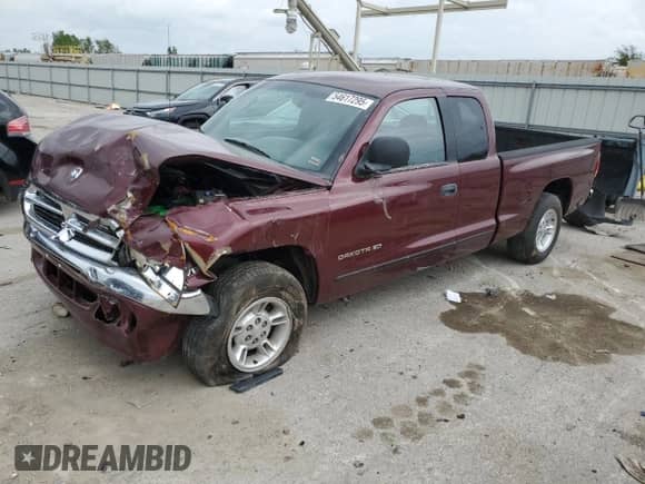 2000 Dodge Dakota Sport with VIN 1B7GL22N8YS521316, listed as a Copart auction lot 54617295 with 155,975 mi miles and Salvage title. Bid and sale history available at DreamBid. Image 1.