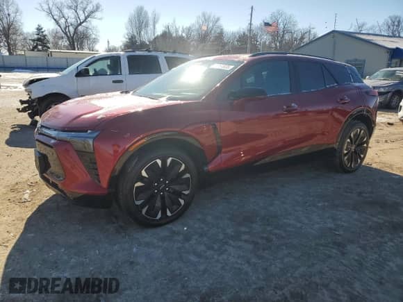 2024 Chevrolet Blazer EV eAWD RS z VIN 3GNKDCRJXRS178831, wystawiony jako Copart lot #41864935 z przebiegiem Nie podano mil oraz Szkoda całkowita • Salvage title. Historia ofert i sprzedaży dostępna na DreamBid. Obrazek 1.