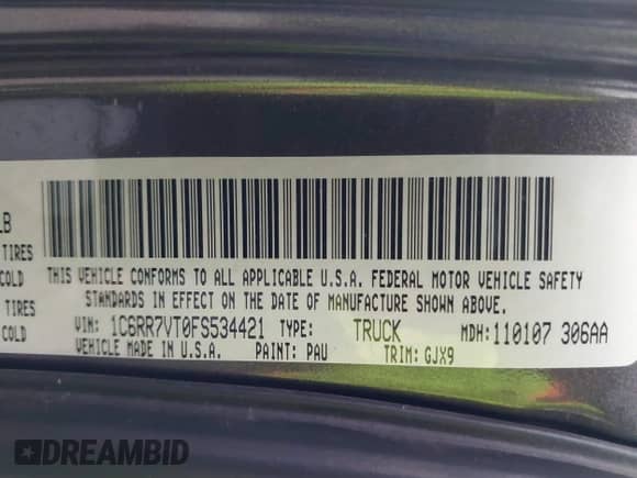 2015 Ram 1500 Laramie с VIN 1C6RR7VT0FS534421, выставлен на аукционе IAAI как лот 39895326 с пробегом 120 437 миль миль и . История ставок и продаж доступна на DreamBid. Изображение 9.