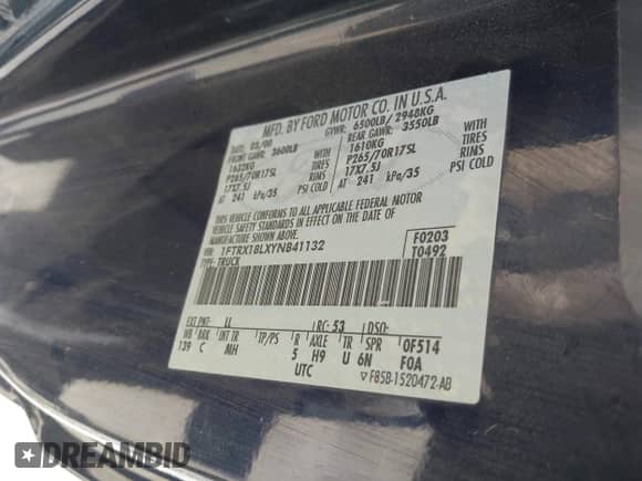 2000 Ford F-150 XL z VIN 1FTRX18LXYNB41132, wystawiony jako IAAI lot #42173717 z przebiegiem Nie podano mil oraz . Historia ofert i sprzedaży dostępna na DreamBid. Obrazek 9.