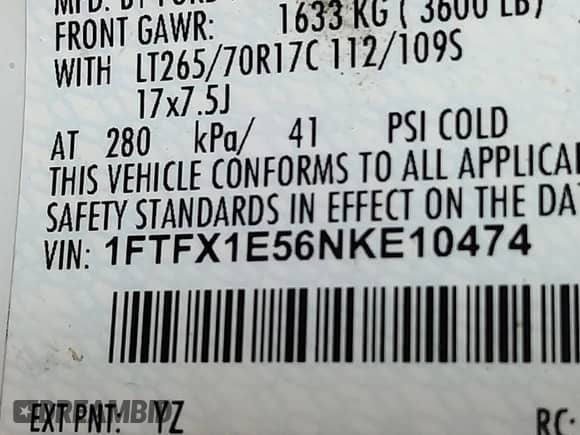2022 Ford F-150 XL z VIN 1FTFX1E56NKE10474, wystawiony jako IAAI lot #43610339 z przebiegiem 42 801 mil mil oraz . Historia ofert i sprzedaży dostępna na DreamBid. Obrazek 37.