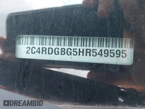 2017 Dodge Grand Caravan SE with VIN 2C4RDGBG5HR549595, listed as a IAAI auction lot 42604241 with 91,143 mi miles and . Bid and sale history available at DreamBid. Image 9.