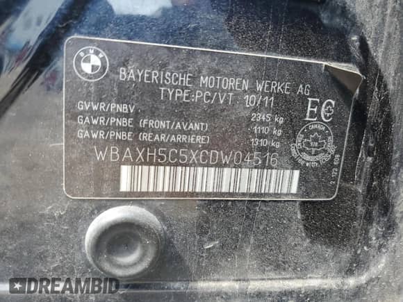 2012 BMW 5 Series 528i xDrive с VIN WBAXH5C5XCDW04516, выставлен на аукционе Copart как лот 58767345 с пробегом 165 775 миль миль и Списание • Salvage title. История ставок и продаж доступна на DreamBid. Изображение 12.