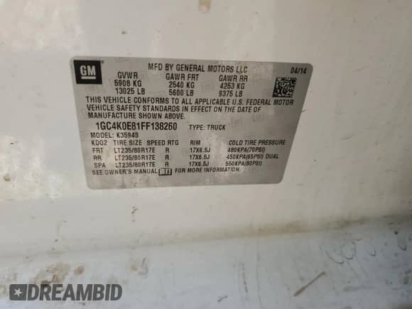 2015 Chevrolet Silverado 3500HD LTZ с VIN 1GC4K0E81FF138260, выставлен на аукционе Copart как лот 79938764 с пробегом 142 939 миль миль и Списание • Salvage title. История ставок и продаж доступна на DreamBid. Изображение 10.