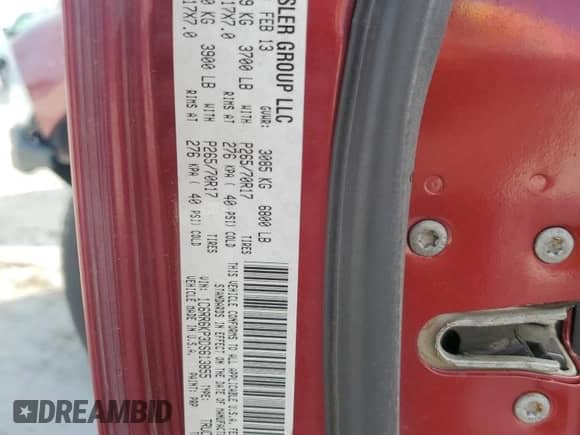 2013 Ram 1500 Tradesman with VIN 1C6RR6KP3DS613855, listed as a Copart auction lot 51665475 with 212,731 mi miles and Non repairable. Bid and sale history available at DreamBid. Image 12.