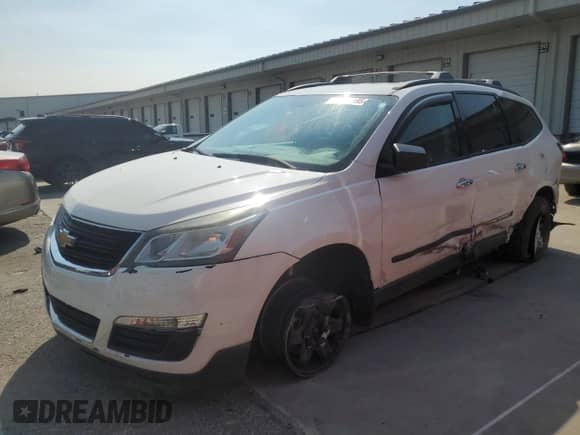 2015 Chevrolet Traverse LS с VIN 1GNKRFKDXFJ217308, выставлен на аукционе Copart как лот 59183895 с пробегом Не указан миль и Списание • Salvage title. История ставок и продаж доступна на DreamBid. Изображение 1.