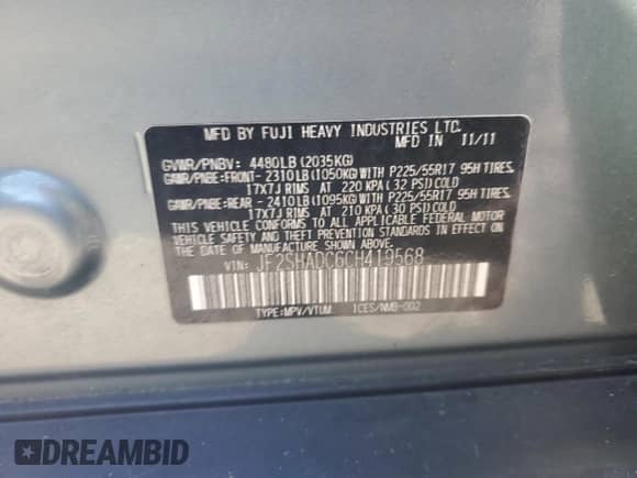 2012 Subaru Forester X Premium z VIN JF2SHADC6CH419568, wystawiony jako Copart lot #86185215 z przebiegiem 211 481 mil mil oraz Czysty tytuł • Clean title. Historia ofert i sprzedaży dostępna na DreamBid. Obrazek 13.