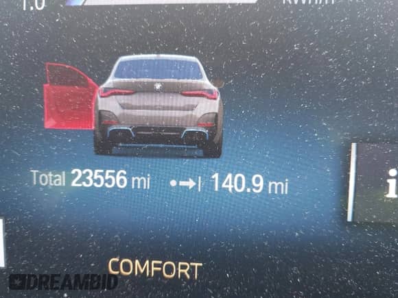 2022 BMW i4 eDrive40 with VIN WBY73AW00NFN14842, listed as a IAAI auction lot 42313404 with 23,556 mi miles and . Bid and sale history available at DreamBid. Image 15.