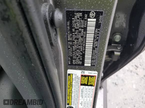 2019 Toyota Camry SE z VIN 4T1B11HK2KU278505, wystawiony jako Copart lot #81870005 z przebiegiem 41 586 mil mil oraz Szkoda całkowita • Salvage title. Historia ofert i sprzedaży dostępna na DreamBid. Obrazek 12.