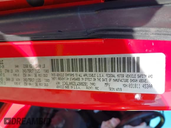 2020 Jeep Wrangler Sport S with VIN 1C4GJXAG3LW308281, listed as a IAAI auction lot 42640382 with 7,695 mi miles and . Bid and sale history available at DreamBid. Image 9.