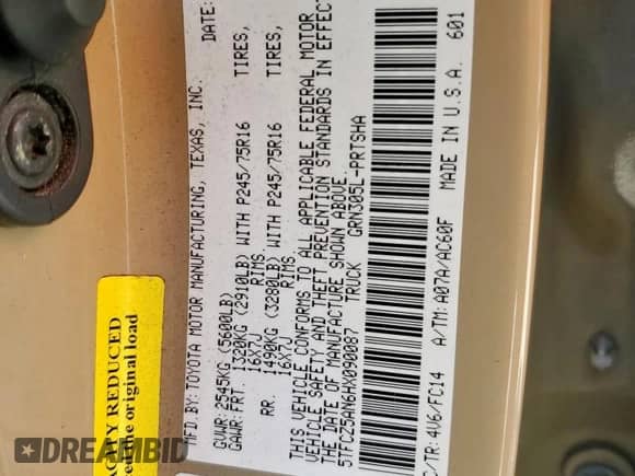 2017 Toyota Tacoma SR5 z VIN 5TFCZ5AN6HX090087, wystawiony jako Copart lot #85678565 z przebiegiem 179 577 mil mil oraz Szkoda całkowita • Salvage title. Historia ofert i sprzedaży dostępna na DreamBid. Obrazek 12.