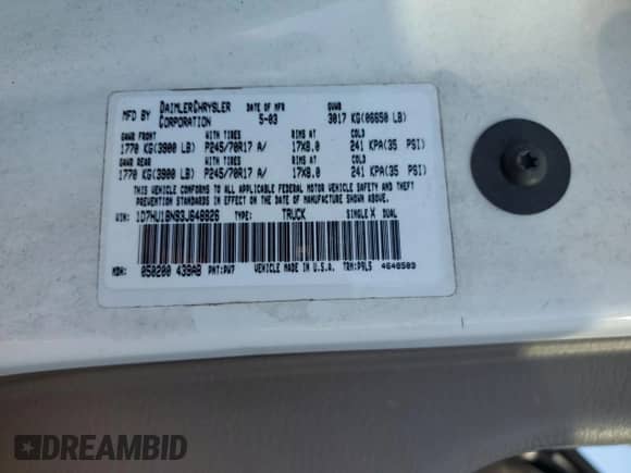 2003 Dodge 1500 ST z VIN 1D7HU18N93J648826, wystawiony jako Copart lot #81437305 z przebiegiem 208 377 mil mil oraz Szkoda całkowita • Salvage title. Historia ofert i sprzedaży dostępna na DreamBid. Obrazek 13.