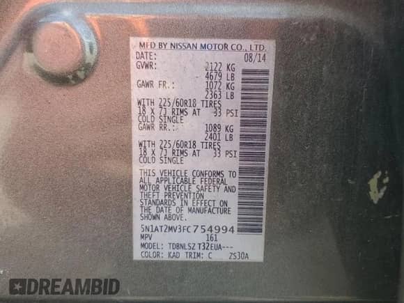 2015 Nissan Rogue SL с VIN 5N1AT2MV3FC754994, выставлен на аукционе Copart как лот 85268325 с пробегом 256 472 миль миль и Чистый • Clean title. История ставок и продаж доступна на DreamBid. Изображение 13.