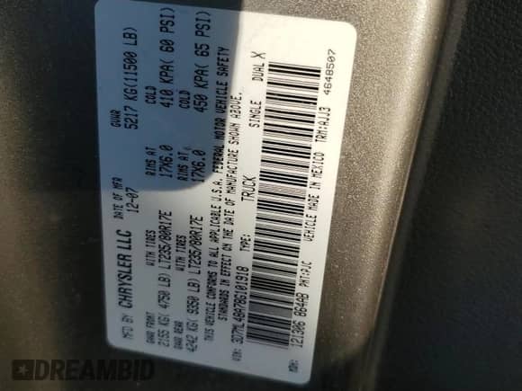 2008 Dodge RAM с VIN 3D7ML48A78G101918, выставлен на аукционе Copart как лот 78262524 с пробегом 124 399 миль миль и Списание • Salvage title. История ставок и продаж доступна на DreamBid. Изображение 12.