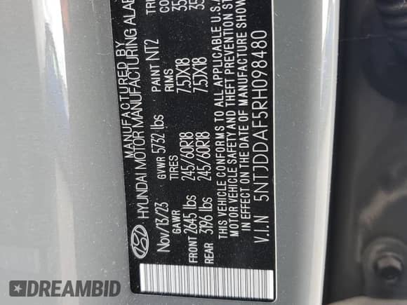 2024 Hyundai Santa Cruz XRT с VIN 5NTJDDAF5RH098480, выставлен на аукционе Copart как лот 64048785 с пробегом 33 048 миль миль и Списание • Salvage title. История ставок и продаж доступна на DreamBid. Изображение 12.