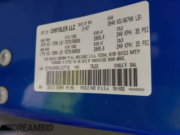 2008 Dodge 1500 ST z VIN 1D7HA18N08J167718, wystawiony jako IAAI lot #42449649 z przebiegiem 180 556 mil mil oraz . Historia ofert i sprzedaży dostępna na DreamBid. Obrazek 9.