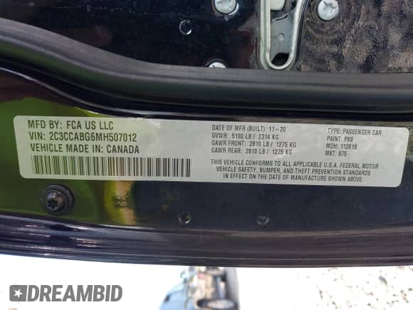 2021 Chrysler 300 S with VIN 2C3CCABG6MH507012, listed as a IAAI auction lot 42652079 with 106,422 mi miles and . Bid and sale history available at DreamBid. Image 9.