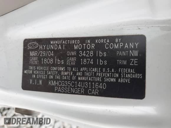 2004 Hyundai Accent GL z VIN KMHCG35C14U311640, wystawiony jako Copart lot #78511284 z przebiegiem 175 004 mil mil oraz Szkoda całkowita • Salvage title. Historia ofert i sprzedaży dostępna na DreamBid. Obrazek 12.