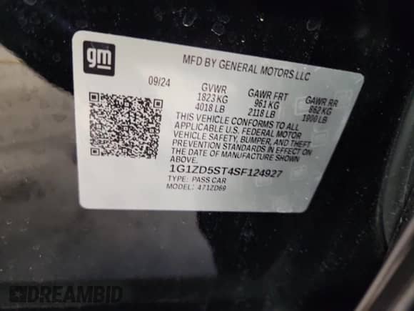 2025 Chevrolet Malibu LT с VIN 1G1ZD5ST4SF124927, выставлен на аукционе Copart как лот 90487555 с пробегом 28 977 миль миль и Чистый • Clean title. История ставок и продаж доступна на DreamBid. Изображение 12.