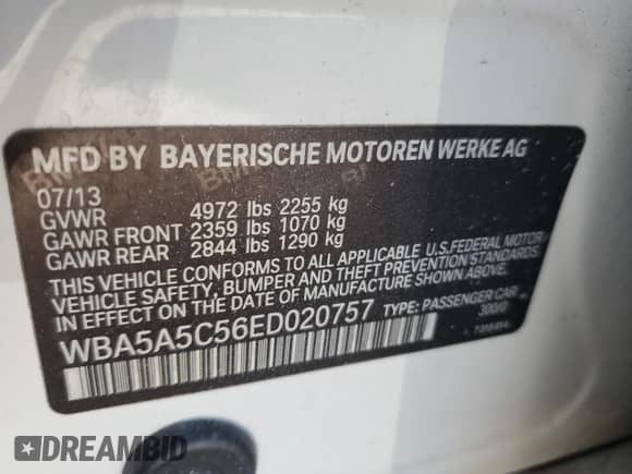 2014 BMW 5 Series 528i z VIN WBA5A5C56ED020757, wystawiony jako Copart lot #71829005 z przebiegiem 104 656 mil mil oraz Czysty tytuł • Clean title. Historia ofert i sprzedaży dostępna na DreamBid. Obrazek 12.