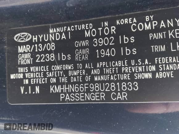 2008 Hyundai Tiburon GT с VIN KMHHN66F98U281833, выставлен на аукционе IAAI как лот 42242717 с пробегом 123 291 миль миль и . История ставок и продаж доступна на DreamBid. Изображение 9.