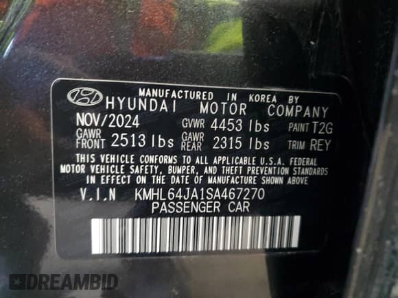 2025 Hyundai Sonata SEL с VIN KMHL64JA1SA467270, выставлен на аукционе Copart как лот 89501145 с пробегом 18 043 миль миль и На запчасти • Non repairable. История ставок и продаж доступна на DreamBid. Изображение 12.