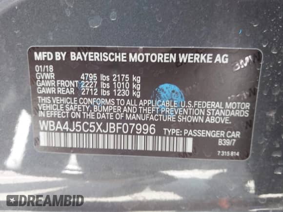 2018 BMW 4 Series 440i с VIN WBA4J5C5XJBF07996, выставлен на аукционе IAAI как лот 42361352 с пробегом 62 365 миль миль и . История ставок и продаж доступна на DreamBid. Изображение 9.