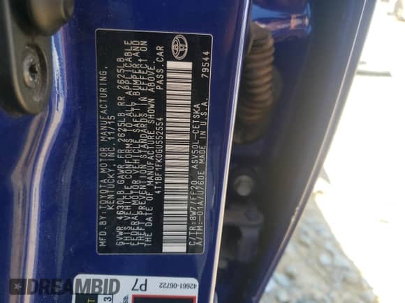 2016 Toyota Camry XLE with VIN 4T1BF1FK0GU552554, listed as a Copart auction lot 71869935 with 276,858 mi miles and Salvage title. Bid and sale history available at DreamBid. Image 12.