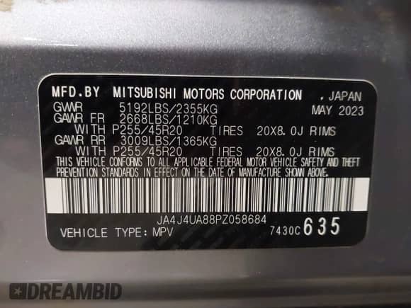2023 Mitsubishi Outlander SE с VIN JA4J4UA88PZ058684, выставлен на аукционе IAAI как лот 42881145 с пробегом 61 440 миль миль и . История ставок и продаж доступна на DreamBid. Изображение 9.