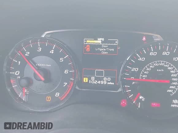 2018 Subaru WRX with VIN JF1VA1A65J9822419, listed as a IAAI auction lot 43065892 with 102,499 mi miles and . Bid and sale history available at DreamBid. Image 7.