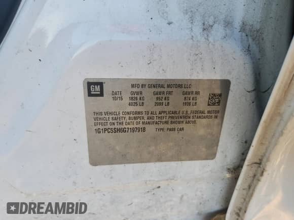 2016 Chevrolet Cruze LS with VIN 1G1PC5SH6G7197918, listed as a Copart auction lot 68906815 with 142,590 mi miles and Salvage title. Bid and sale history available at DreamBid. Image 12.