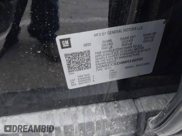 2021 Chevrolet Suburban LT с VIN 1GNSCCKD8MR146950, выставлен на аукционе IAAI как лот 42431197 с пробегом 155 060 миль миль и . История ставок и продаж доступна на DreamBid. Изображение 9.