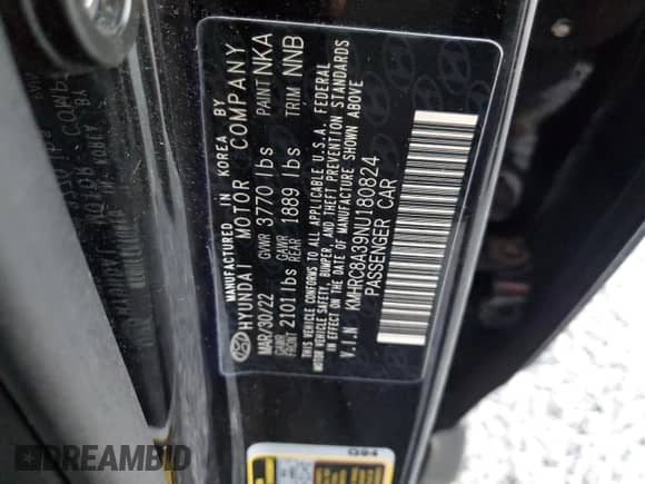 2022 Hyundai Venue SEL z VIN KMHRC8A39NU180824, wystawiony jako Copart lot #90549065 z przebiegiem 37 140 mil mil oraz Szkoda całkowita • Salvage title. Historia ofert i sprzedaży dostępna na DreamBid. Obrazek 14.