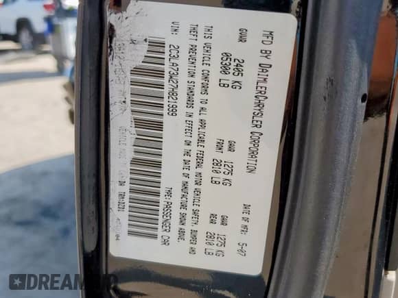 2007 Chrysler 300 C SRT-8 with VIN 2C3LA73W27H821999, listed as a Copart auction lot 66556735 with Not provided miles and Salvage title. Bid and sale history available at DreamBid. Image 13.