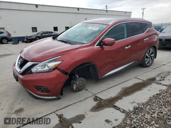 2015 Nissan Murano Platinum with VIN 5N1AZ2MHXFN277980, listed as a Copart auction lot 70699105 with 145,319 mi miles and Salvage title. Bid and sale history available at DreamBid. Image 1.