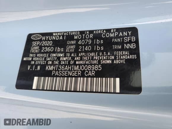 2021 Hyundai Veloster z VIN KMHT36AH1MU008985, wystawiony jako Copart lot #80621594 z przebiegiem 16 722 mil mil oraz Szkoda całkowita • Salvage title. Historia ofert i sprzedaży dostępna na DreamBid. Obrazek 12.