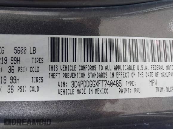 2015 Dodge Journey Crossroad с VIN 3C4PDDGGXFT740485, выставлен на аукционе IAAI как лот 42733477 с пробегом 147 028 миль миль и . История ставок и продаж доступна на DreamBid. Изображение 9.