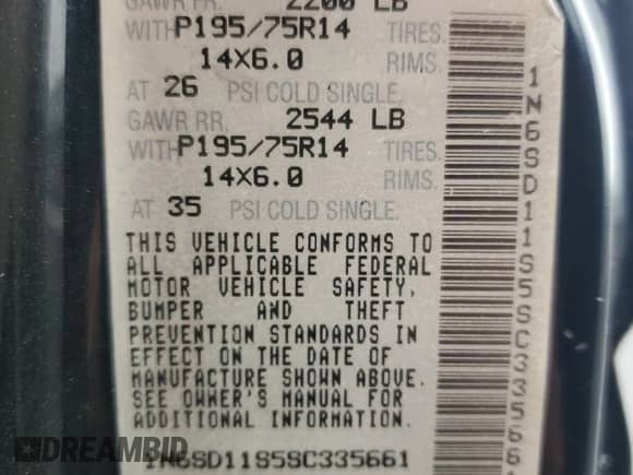 1995 Nissan Frontier z VIN 1N6SD11S5SC335661, wystawiony jako Copart lot #82740855 z przebiegiem 168 579 mil mil oraz Szkoda całkowita • Salvage title. Historia ofert i sprzedaży dostępna na DreamBid. Obrazek 12.