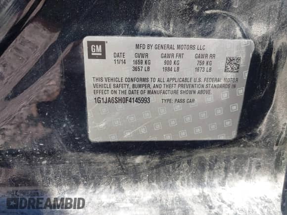 2015 Chevrolet Sonic LS с VIN 1G1JA6SH0F4145993, выставлен на аукционе IAAI как лот 43338328 с пробегом 136 855 миль миль и . История ставок и продаж доступна на DreamBid. Изображение 9.