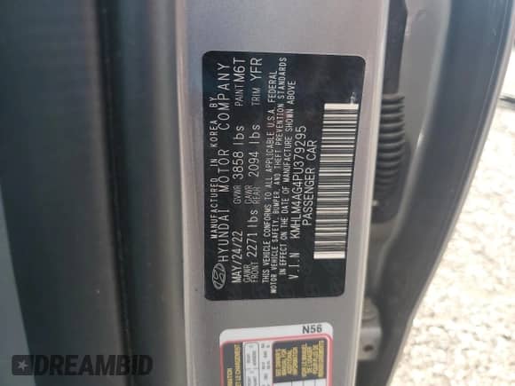 2023 Hyundai Elantra SEL с VIN KMHLM4AG4PU379295, выставлен на аукционе Copart как лот 68195365 с пробегом 54 091 миль миль и Списание • Salvage title. История ставок и продаж доступна на DreamBid. Изображение 12.