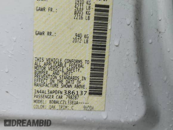 2015 Nissan Altima S z VIN 1N4AL3AP0FN386137, wystawiony jako Copart lot #80465455 z przebiegiem 227 638 mil mil oraz Nie do naprawy • Non repairable. Historia ofert i sprzedaży dostępna na DreamBid. Obrazek 12.