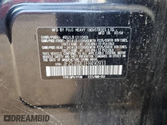 2015 Subaru Forester XT Premium with VIN JF2SJGDC1FH490933, listed as a Copart auction lot 80223405 with 135,027 mi miles and Clean title. Bid and sale history available at DreamBid. Image 12.