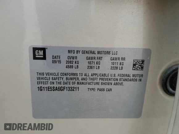 2016 Chevrolet Malibu LTZ with VIN 1G11E5SA6GF133211, listed as a Copart auction lot 80162055 with 116,742 mi miles and Salvage title. Bid and sale history available at DreamBid. Image 12.