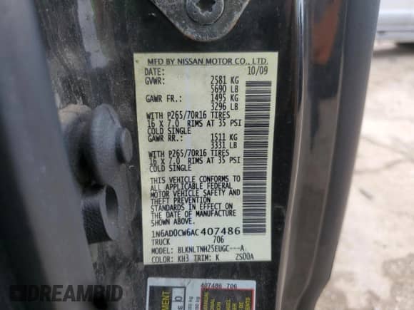 2010 Nissan Frontier SE с VIN 1N6AD0CW6AC407486, выставлен на аукционе Copart как лот 64426535 с пробегом 200 225 миль миль и Списание • Salvage title. История ставок и продаж доступна на DreamBid. Изображение 12.