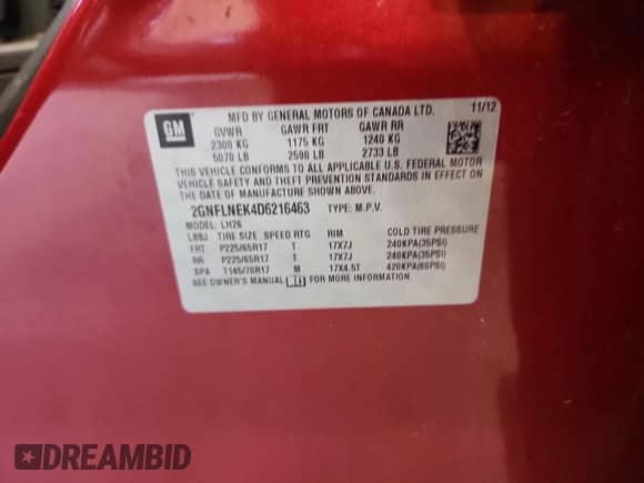 2013 Chevrolet Equinox LT z VIN 2GNFLNEK4D6216463, wystawiony jako Copart lot #81336395 z przebiegiem 125 357 mil mil oraz Czysty tytuł • Clean title. Historia ofert i sprzedaży dostępna na DreamBid. Obrazek 13.